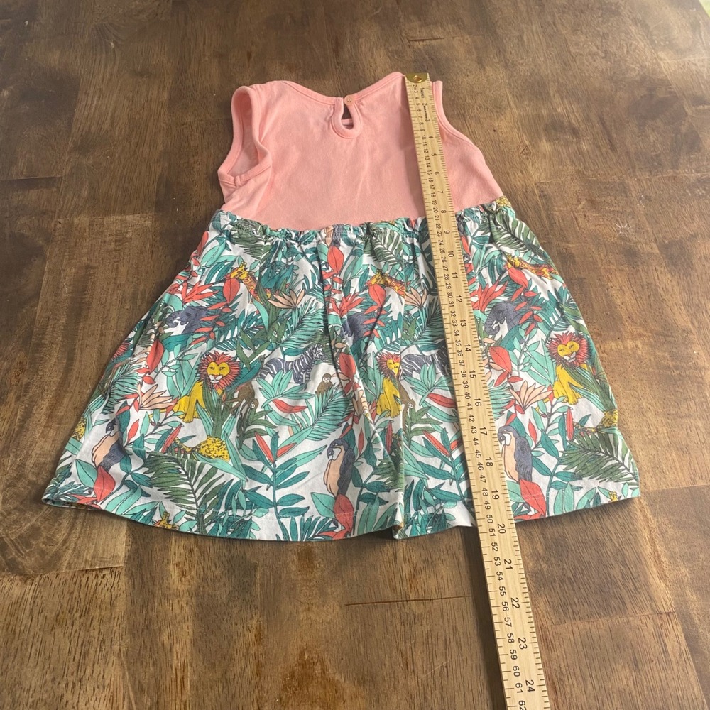 Jungle Animal Elephant Dress Kids Pink Green Safari Print SIZE 3Y - Picture 4 of 5